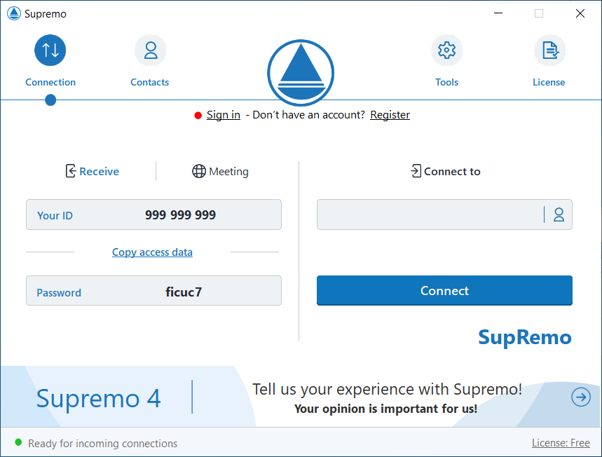 screenshot of Supremo Remote Desktop